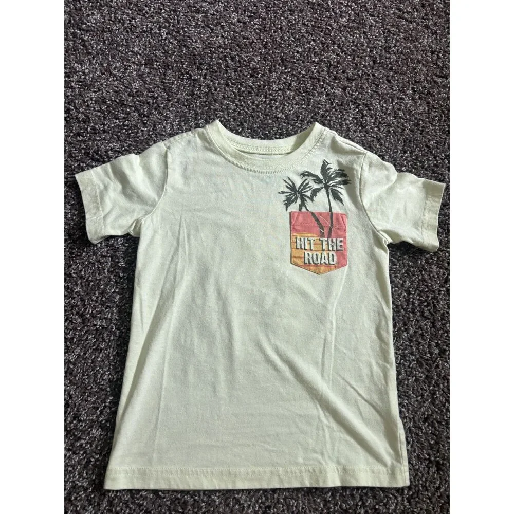 OshKosh Yellow “Hit the Road” Motorcycle Graphic T-Shirt Size 4